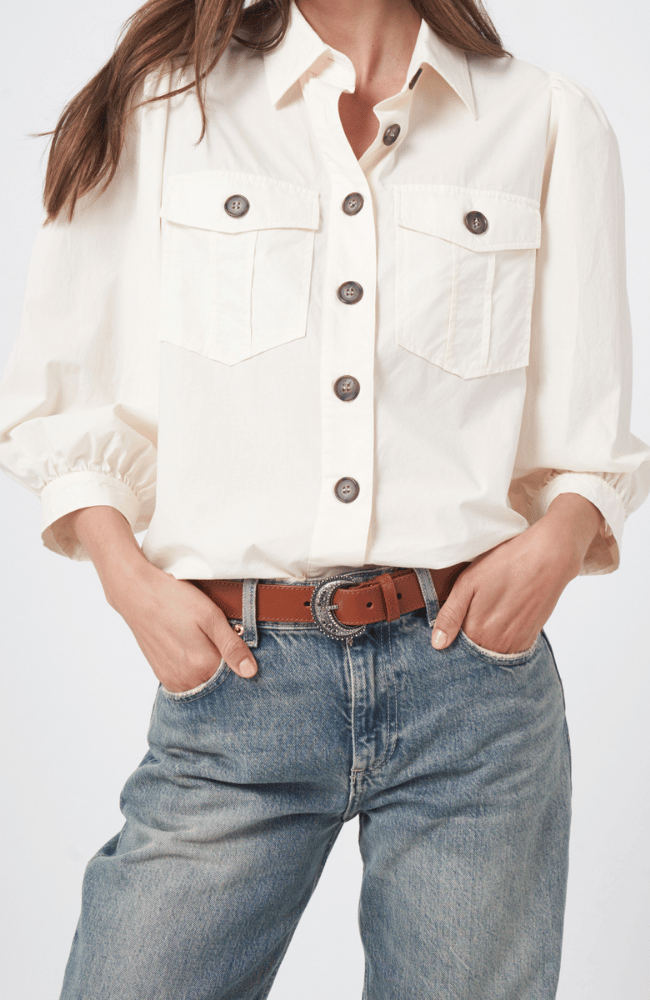 COTTON BLOUSE JACKET in VANILLA-REPEAT-FLOW BY NICOLE CANADA