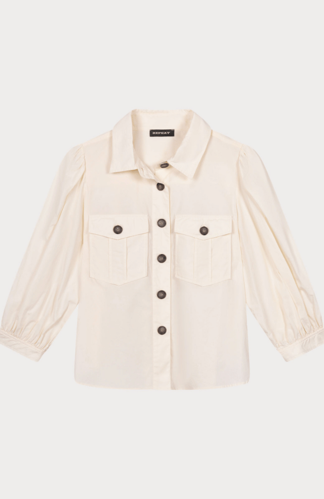 COTTON BLOUSE JACKET in VANILLA-REPEAT-FLOW BY NICOLE CANADA