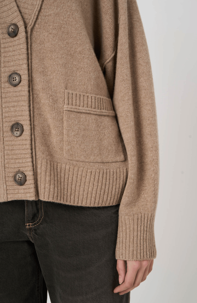 EXTRAFINE BABY WOOL CARDIGAN in SAND
