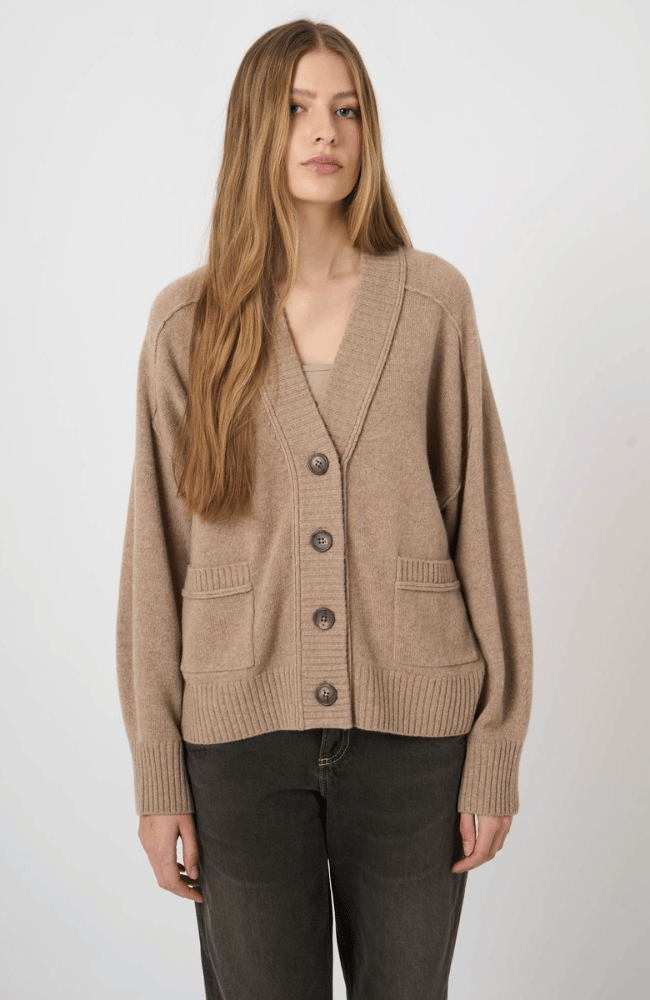 EXTRAFINE BABY WOOL CARDIGAN in SAND