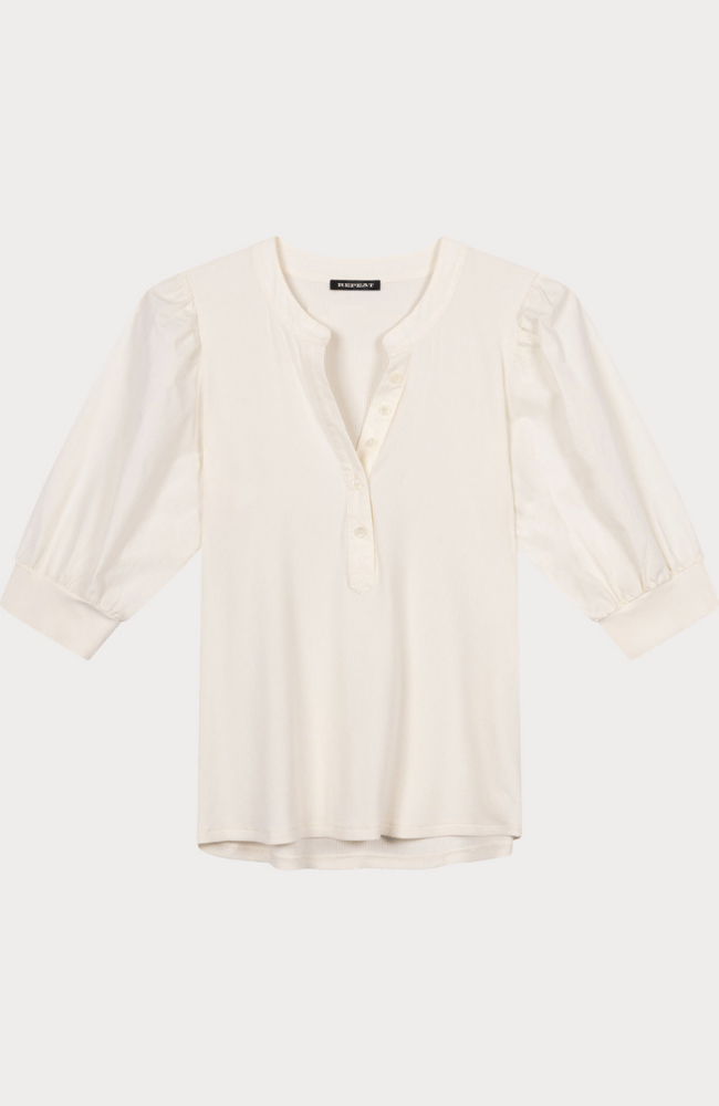 HENLEY TOP in CREAM-REPEAT-FLOW BY NICOLE CANADA