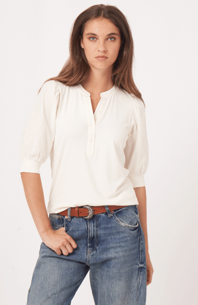 HENLEY TOP in CREAM-REPEAT-FLOW BY NICOLE CANADA