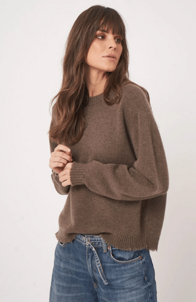 ORGANIC CASHMERE PULLOVER in CACAO-REPEAT-FLOW BY NICOLE CANADA