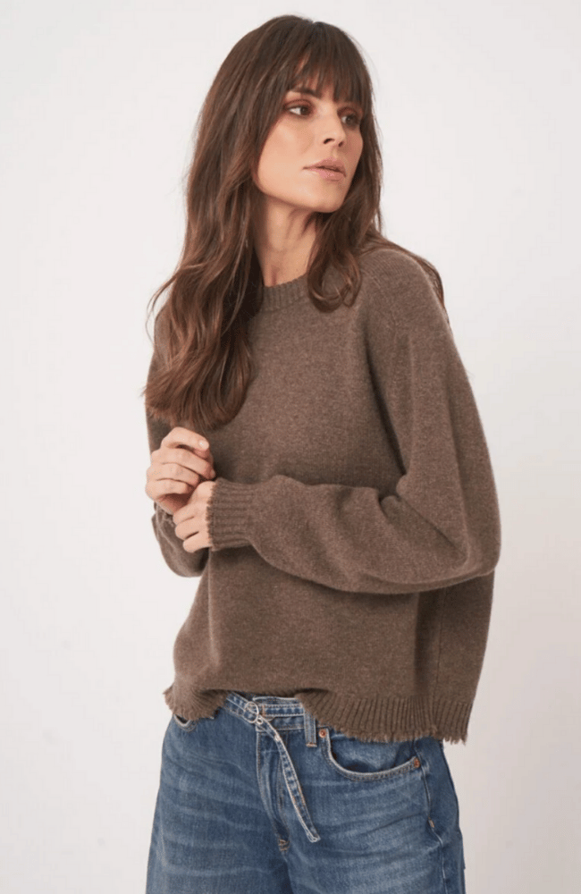 ORGANIC CASHMERE PULLOVER in CACAO-REPEAT-FLOW BY NICOLE CANADA