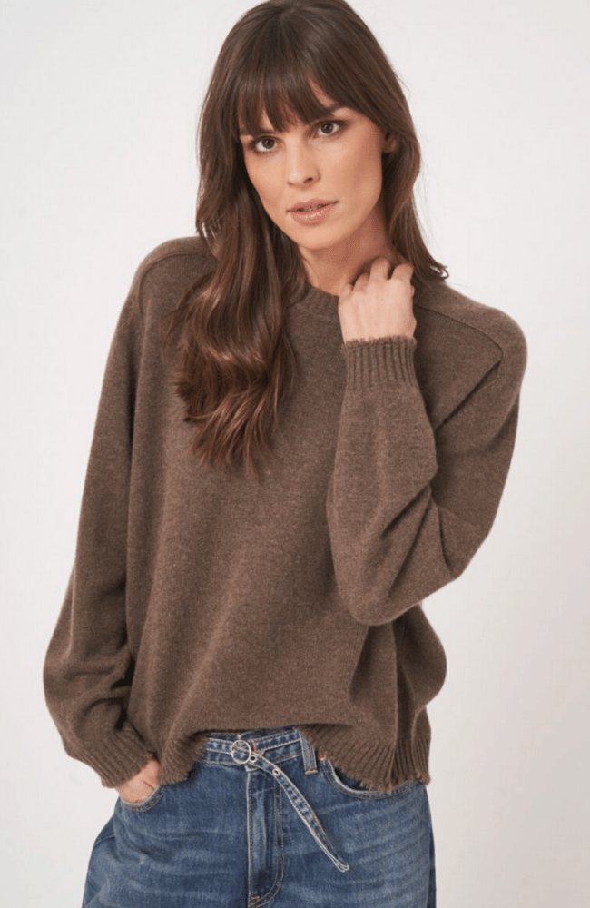 ORGANIC CASHMERE PULLOVER in CACAO-REPEAT-FLOW BY NICOLE CANADA