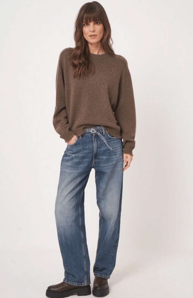 ORGANIC CASHMERE PULLOVER in CACAO-REPEAT-FLOW BY NICOLE CANADA