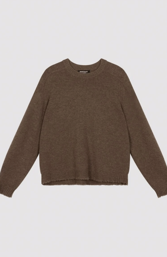 ORGANIC CASHMERE PULLOVER in CACAO-REPEAT-FLOW BY NICOLE CANADA