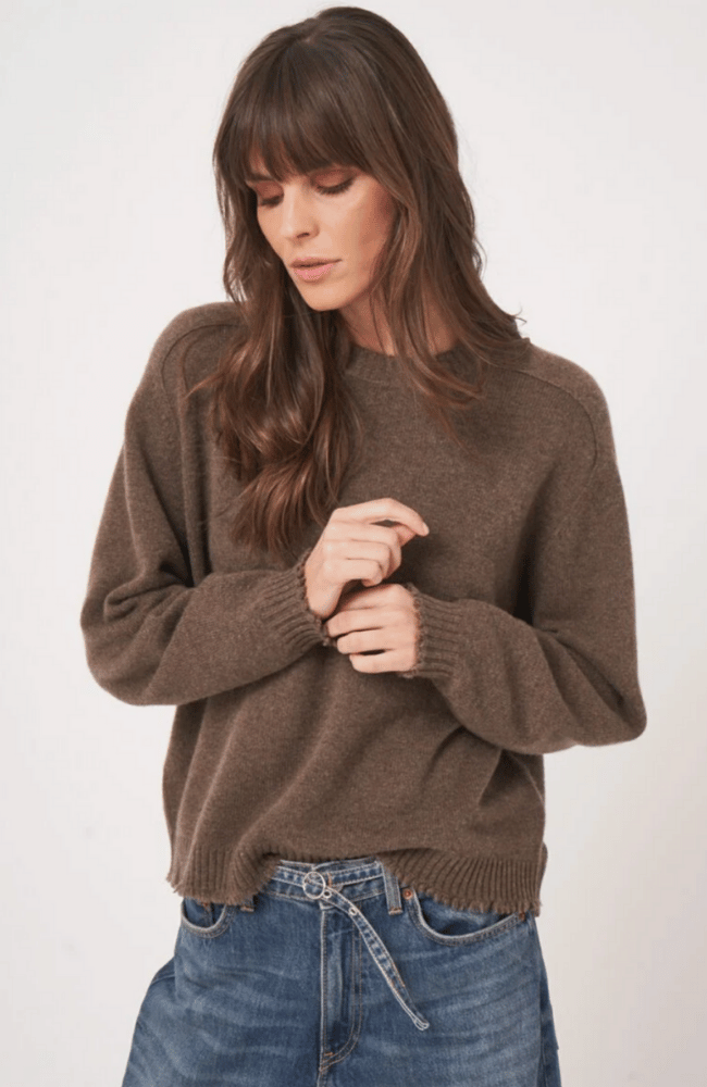 ORGANIC CASHMERE PULLOVER in CACAO-REPEAT-FLOW BY NICOLE CANADA