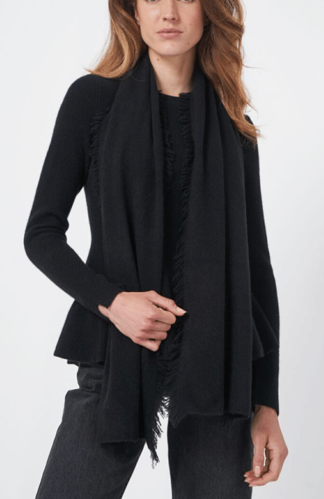 ORGANIC CASHMERE SCARF in BLACK-REPEAT-FLOW BY NICOLE CANADA