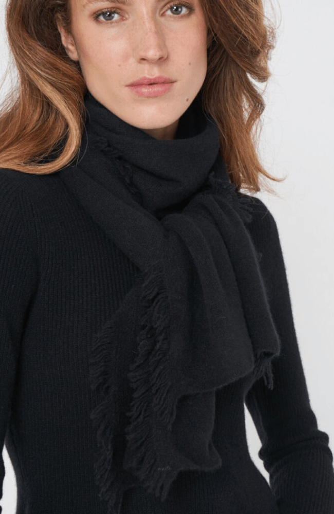 ORGANIC CASHMERE SCARF in BLACK-REPEAT-FLOW BY NICOLE CANADA