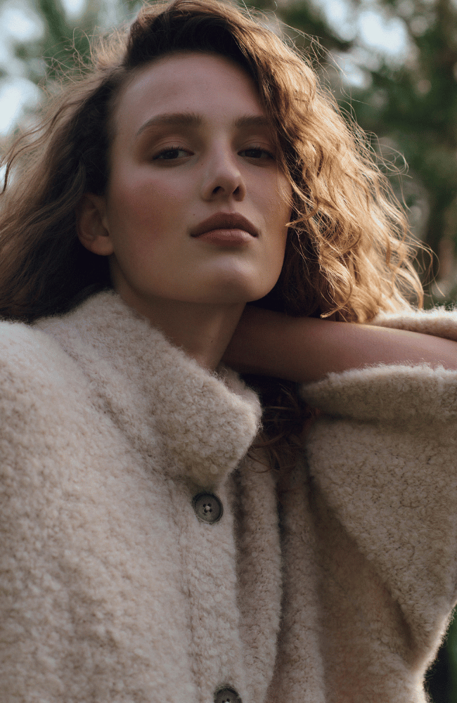 OVERSIZED BOUCLE ALPACA-WOOL CARDIGAN in NATURAL