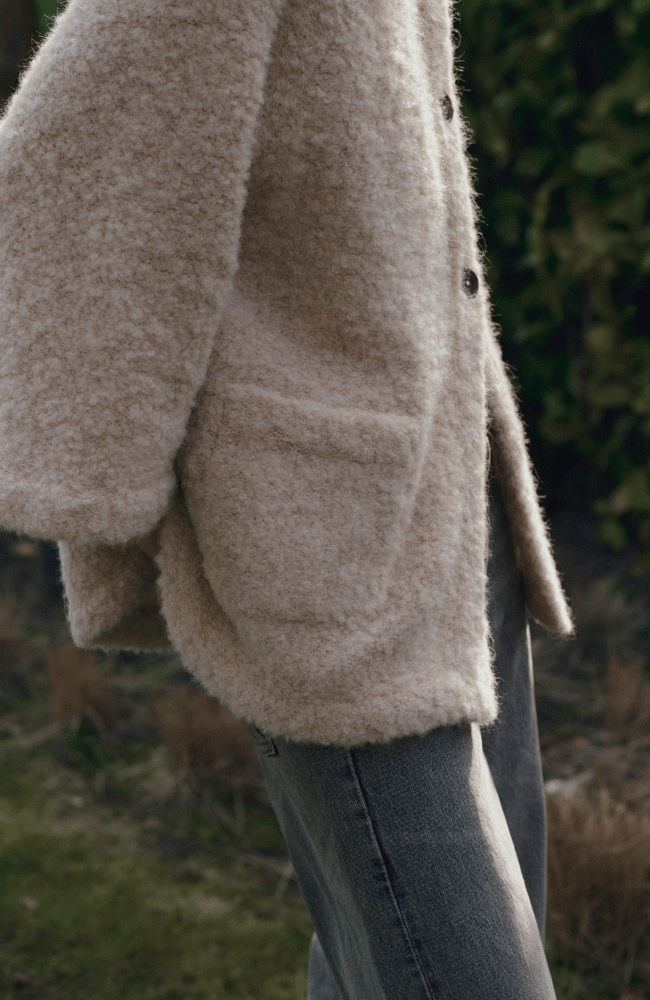 OVERSIZED BOUCLE ALPACA-WOOL CARDIGAN in NATURAL