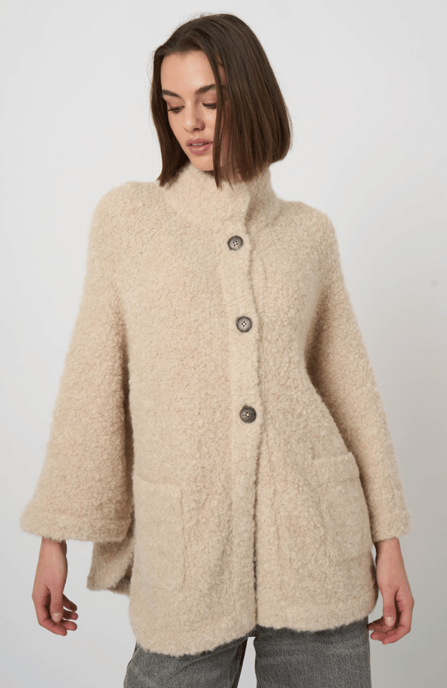 OVERSIZED BOUCLE ALPACA-WOOL CARDIGAN in NATURAL