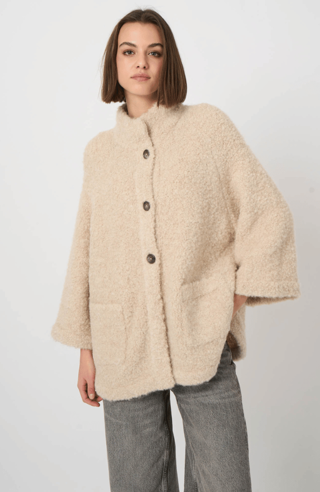 OVERSIZED BOUCLE ALPACA-WOOL CARDIGAN in NATURAL