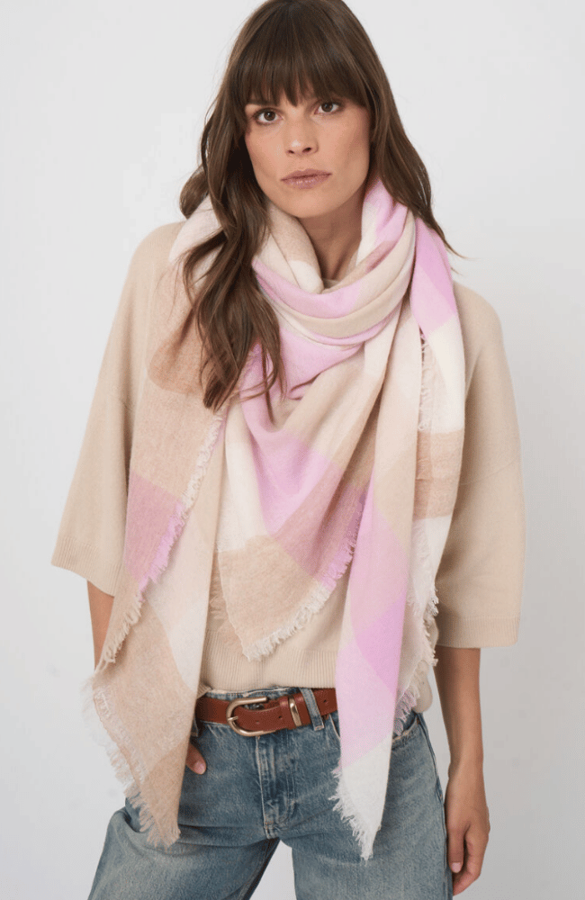 SOFT ORGANIC CASHMERE BLEND SCARF in HAY-REPEAT-FLOW BY NICOLE CANADA