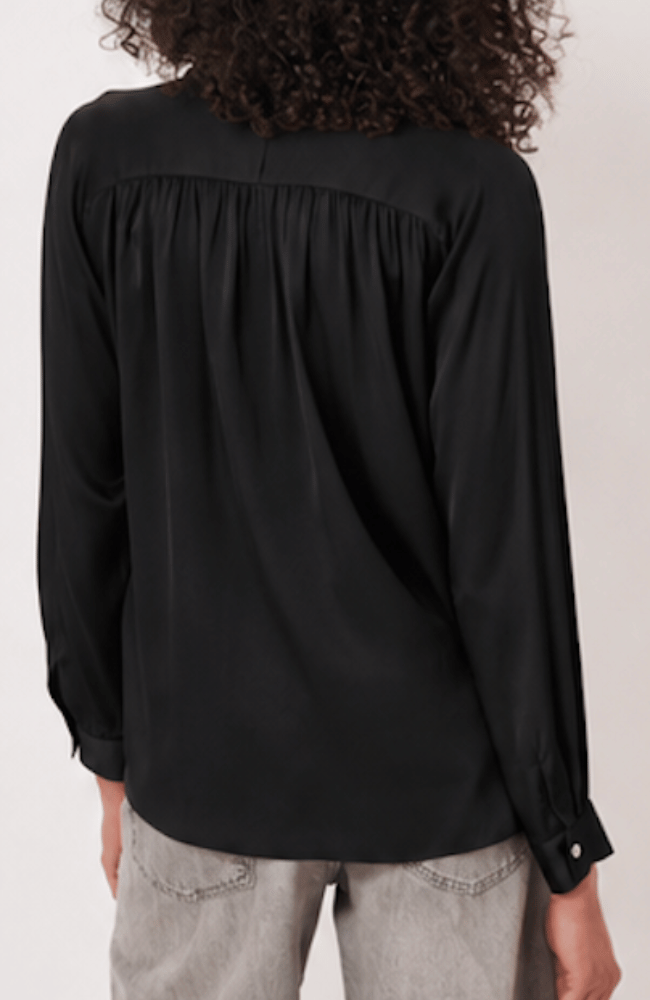 STRETCH SILK BLOUSE in BLACK-REPEAT-FLOW BY NICOLE CANADA