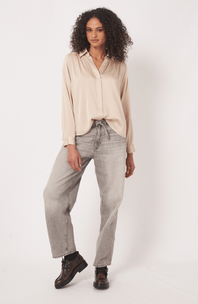 STRETCH SILK  BLOUSE in NATURAL