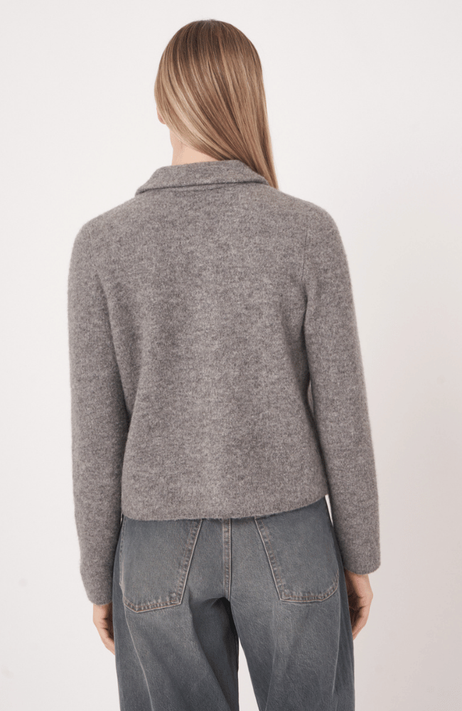 WOOL BLEND KNITTED CARDIGAN in LIGHT GREY-REPEAT-FLOW BY NICOLE CANADA