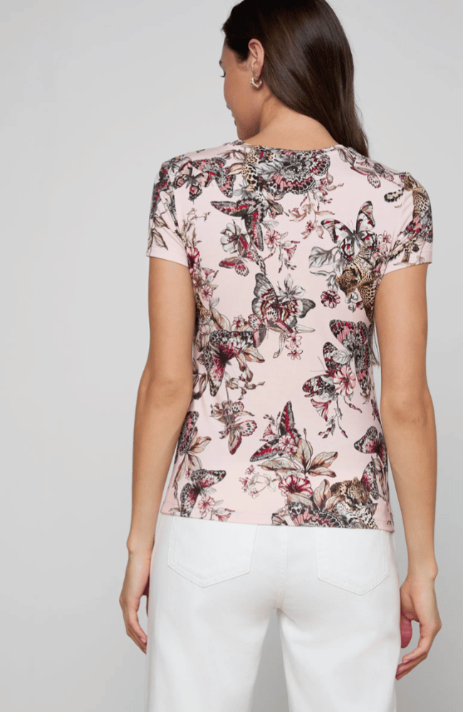 RESSI FITTED TEE in NECTAR PINK BUTTERFLY-L'AGENCE-FLOW BY NICOLE CANADA