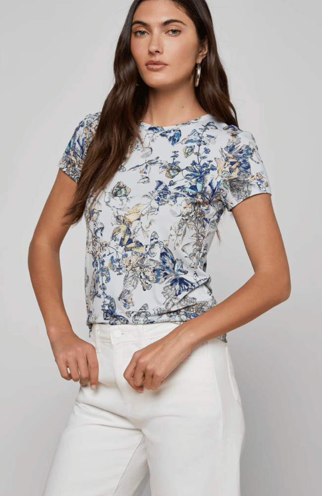 RESSI TEE in GREY MULTI WATERCOLOUR BUTTERFLY-L'AGENCE-FLOW BY NICOLE CANADA