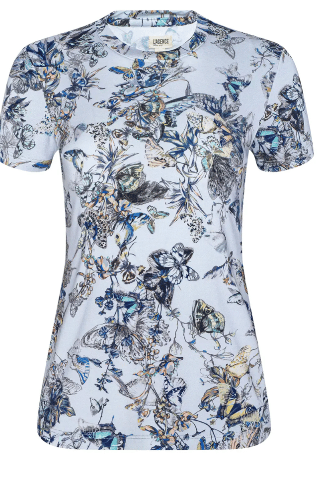RESSI TEE in GREY MULTI WATERCOLOUR BUTTERFLY-L'AGENCE-FLOW BY NICOLE CANADA