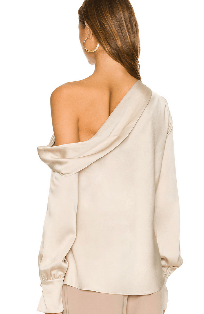 ALICE ONE SHOULDER TOP in CHAMPAGNE-SIMKHAI-FLOW BY NICOLE CANADA