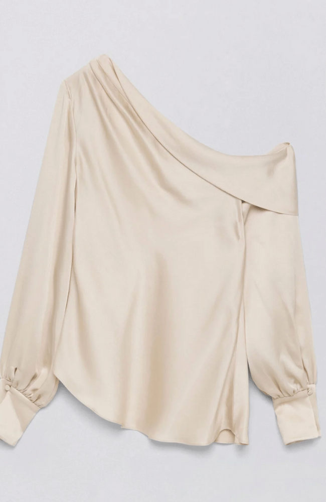 ALICE ONE SHOULDER TOP in CHAMPAGNE-SIMKHAI-FLOW BY NICOLE CANADA