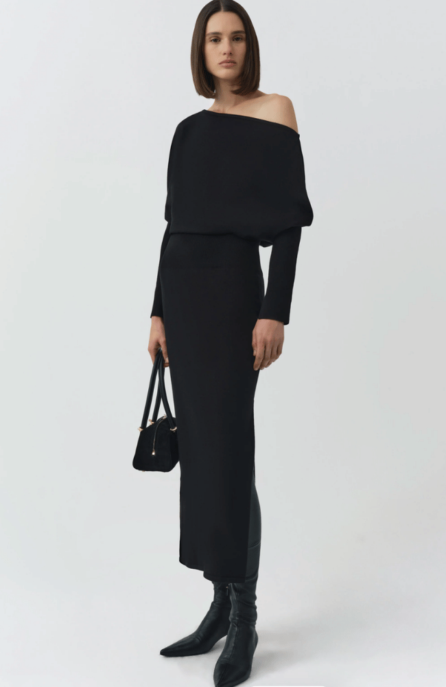 JANESE KNIT DRESS in BLACK-SIMKHAI-FLOW BY NICOLE CANADA