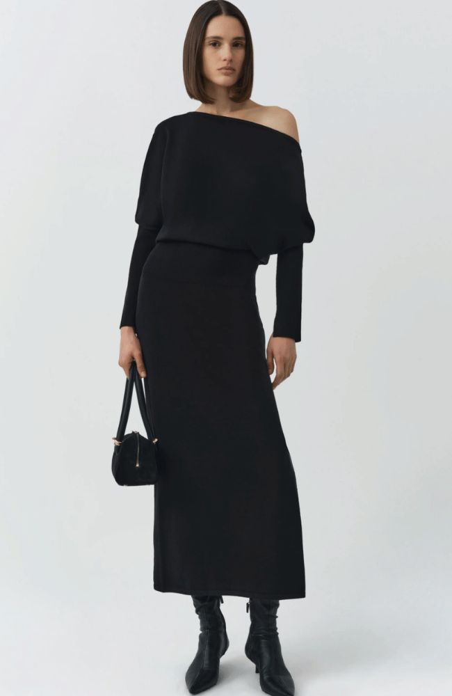 JANESE KNIT DRESS in BLACK-SIMKHAI-FLOW BY NICOLE CANADA