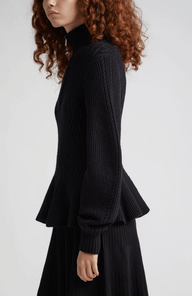 SUSANNA PEPLUM POLO KNIT in BLACK-SIMKHAI-FLOW BY NICOLE CANADA