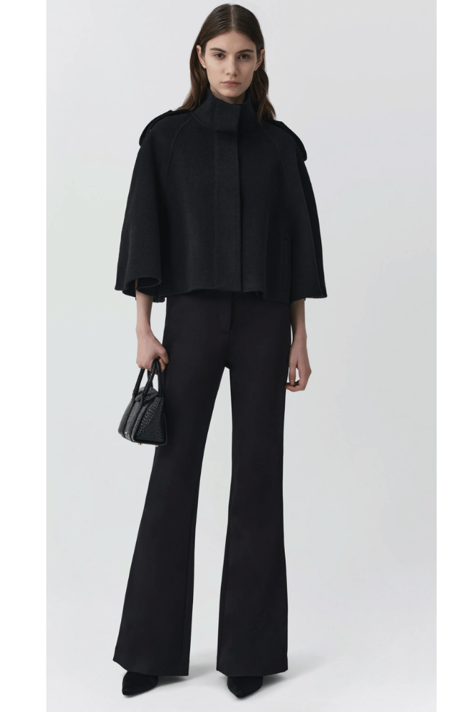 YARA WOOL CAPE JACKET in BLACK-SIMKHAI-FLOW BY NICOLE CANADA