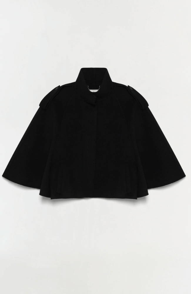 YARA WOOL CAPE JACKET in BLACK-SIMKHAI-FLOW BY NICOLE CANADA