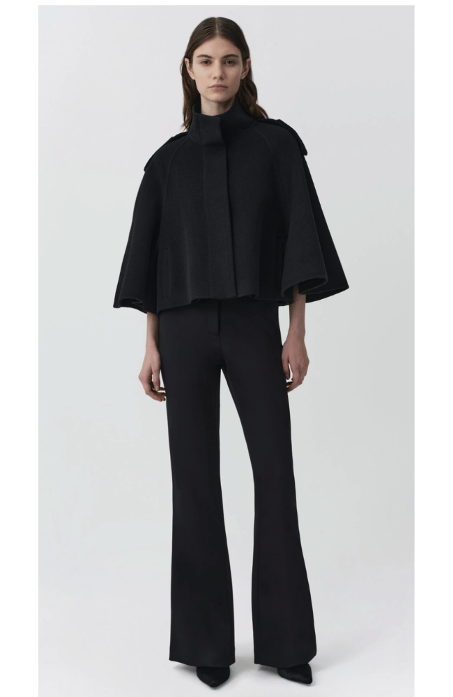 YARA WOOL CAPE JACKET in BLACK-SIMKHAI-FLOW BY NICOLE CANADA