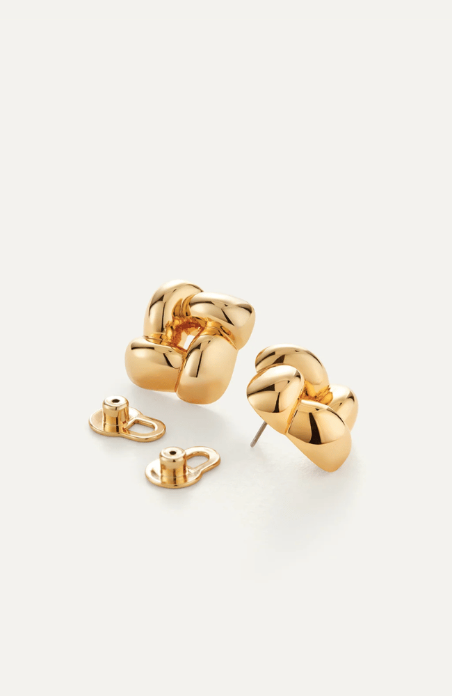 SMALL WOVEN SQUARE EARRINGS in GOLD-JENNY BIRD-FLOW BY NICOLE CANADA