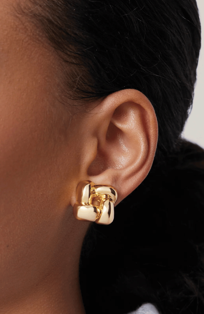 SMALL WOVEN SQUARE EARRINGS in GOLD-JENNY BIRD-FLOW BY NICOLE CANADA