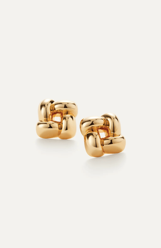 SMALL WOVEN SQUARE EARRINGS in GOLD-JENNY BIRD-FLOW BY NICOLE CANADA