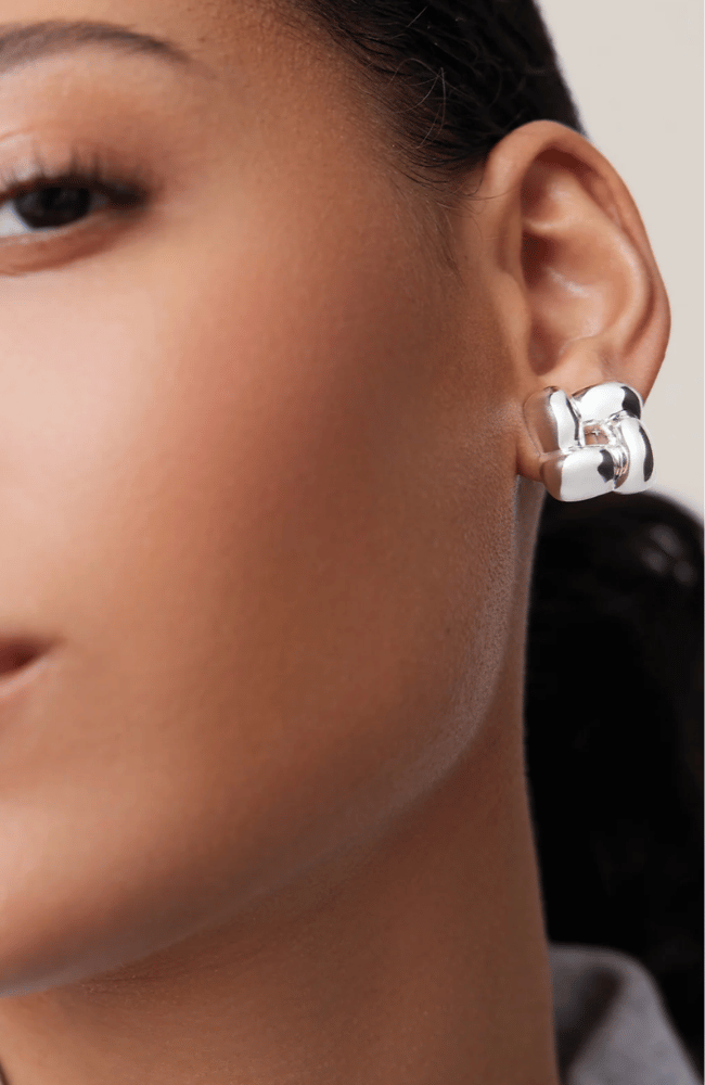 SMALL WOVEN SQUARE EARRINGS in SILVER-JENNY BIRD-FLOW BY NICOLE CANADA