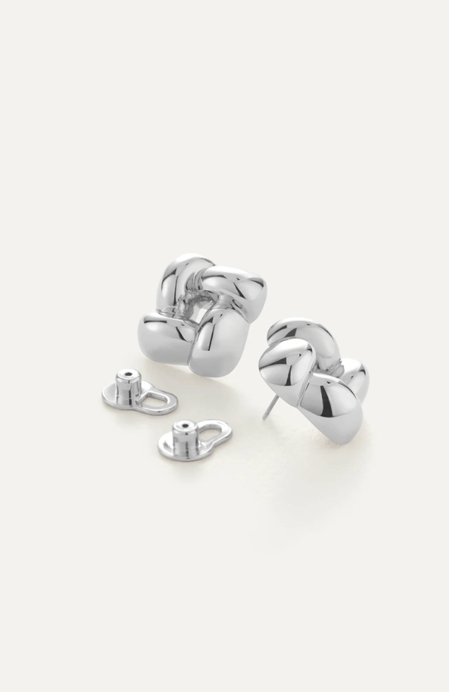 SMALL WOVEN SQUARE EARRINGS in SILVER-JENNY BIRD-FLOW BY NICOLE CANADA