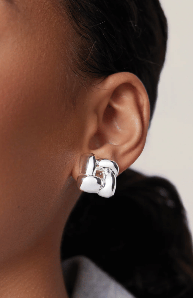 SMALL WOVEN SQUARE EARRINGS in SILVER-JENNY BIRD-FLOW BY NICOLE CANADA