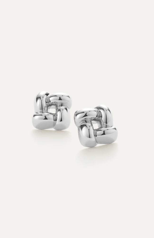 SMALL WOVEN SQUARE EARRINGS in SILVER-JENNY BIRD-FLOW BY NICOLE CANADA