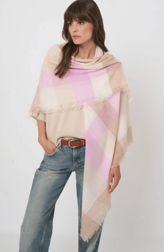 SOFT ORGANIC CASHMERE BLEND SCARF in HAY-REPEAT-FLOW BY NICOLE CANADA
