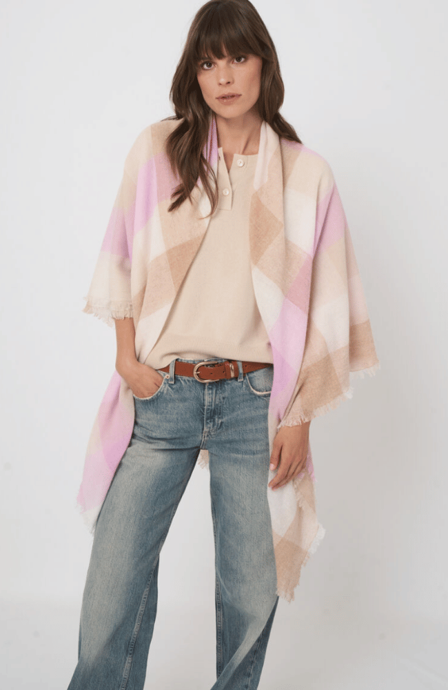 SOFT ORGANIC CASHMERE BLEND SCARF in HAY-REPEAT-FLOW BY NICOLE CANADA