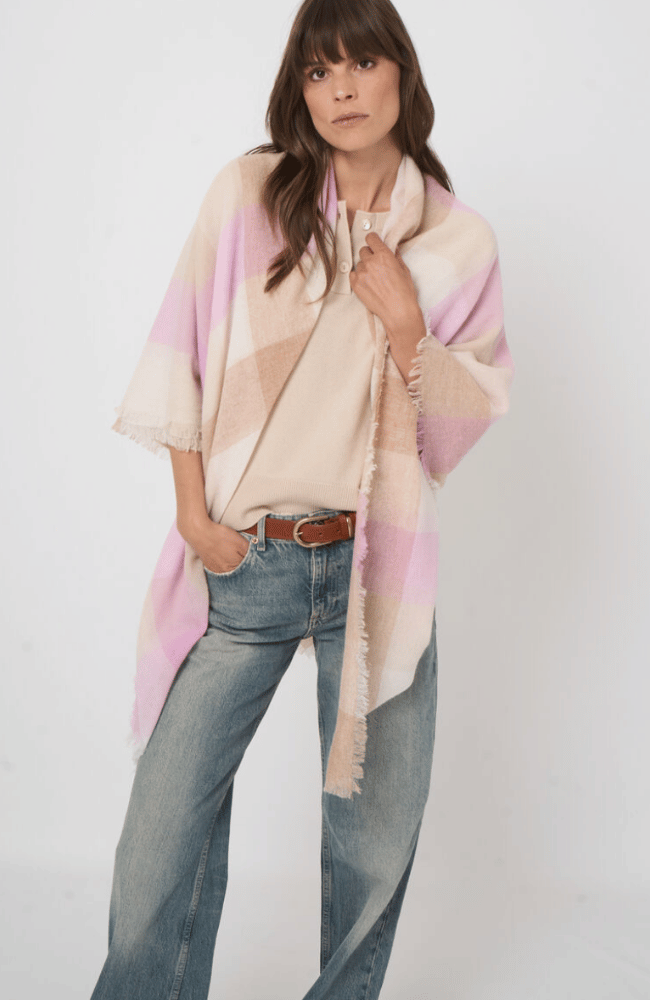 SOFT ORGANIC CASHMERE BLEND SCARF in HAY-REPEAT-FLOW BY NICOLE CANADA