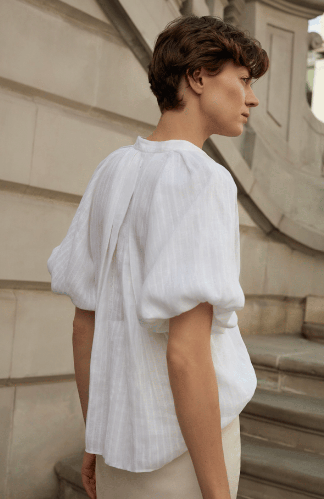 SOPHIE BLOUSE in WHITE-EMANOU-FLOW BY NICOLE CANADA