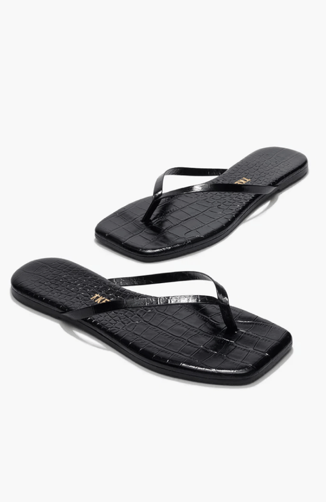 SQUARE TOE LILY FLIP FLOP in SABLE CROC-TKEES-FLOW BY NICOLE CANADA