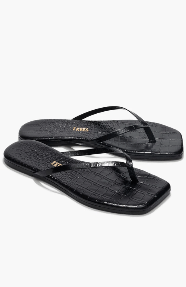 SQUARE TOE LILY FLIP FLOP in SABLE CROC-TKEES-FLOW BY NICOLE CANADA