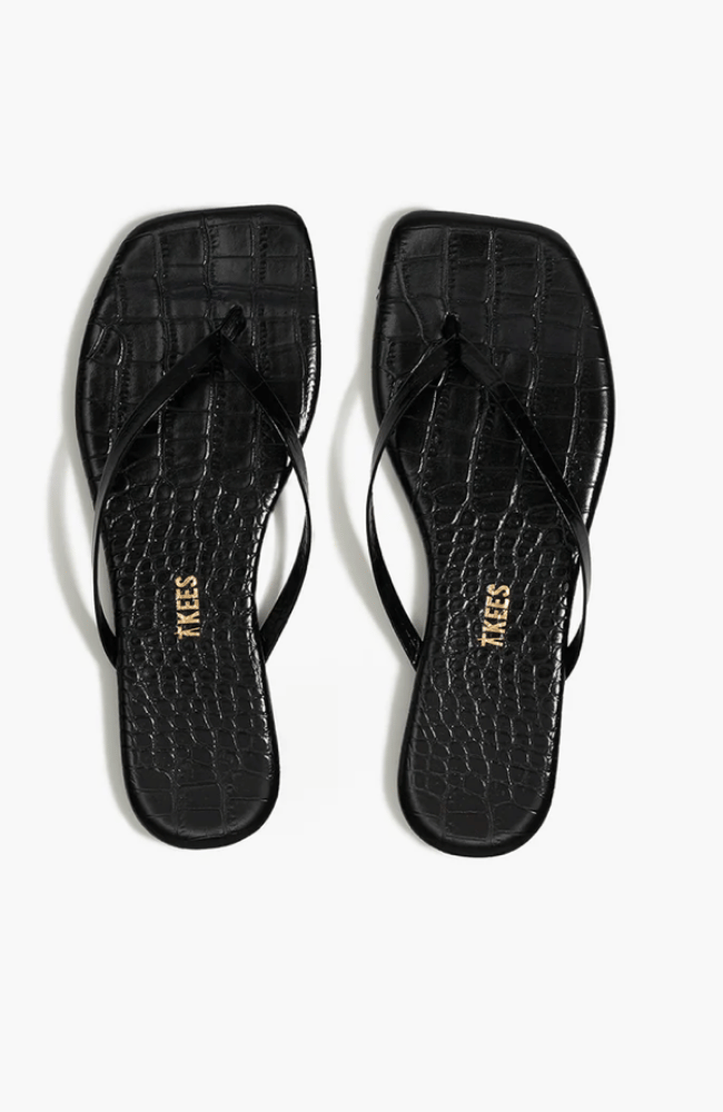 SQUARE TOE LILY FLIP FLOP in SABLE CROC-TKEES-FLOW BY NICOLE CANADA