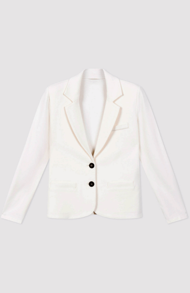 TAILORED FRENCH TERRY SWEATSHIRT BLAZER in IVORY-REPEAT-FLOW BY NICOLE CANADA