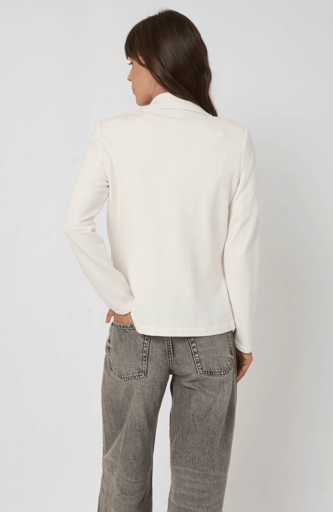 TAILORED FRENCH TERRY SWEATSHIRT BLAZER in IVORY-REPEAT-FLOW BY NICOLE CANADA