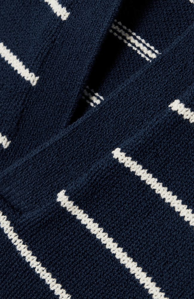 THE STRIPED RELAXED COTTON POLO in NAVY MULTI